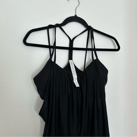 Lululemon Flow Y 2-in-1 Tank Top Solid Black Size 8 Women’s Built In Sports Bra - Picture 4 of 11